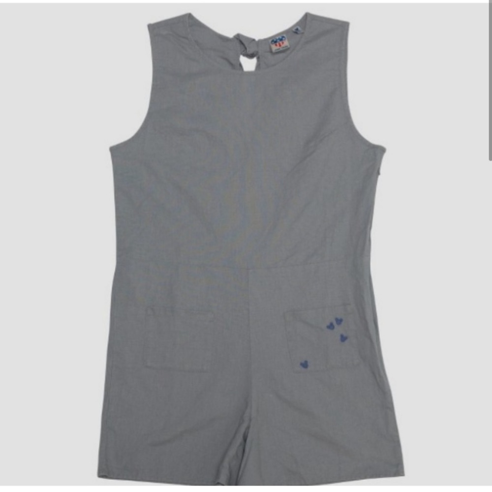Disney Gray Sleeveless Girls Romper with Heart Pocket Detail